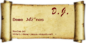 Deme János névjegykártya